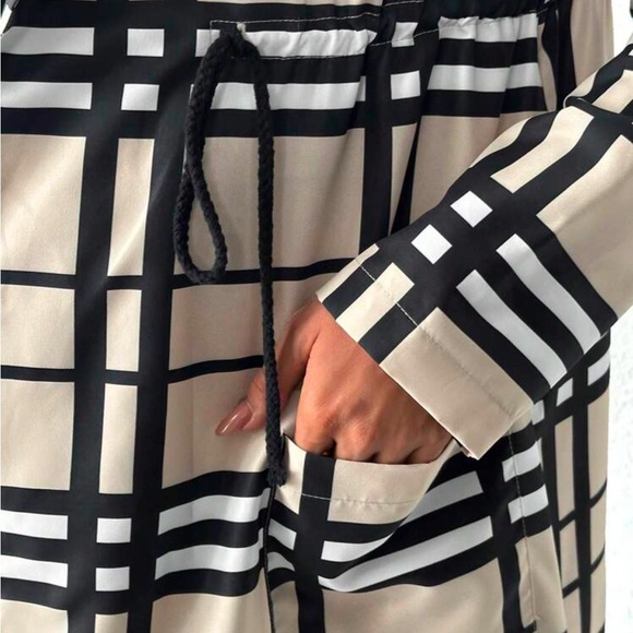 Maternity plaid Print drawstring waist jacket coat - Picture 3 of 3